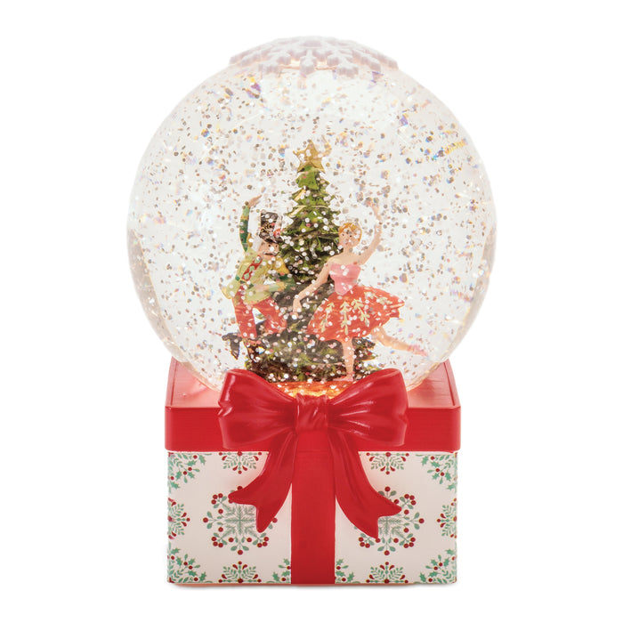 LED Snow Globe w/Ballerina & Soldier 6.5”H Plastic 3 AA Batteries Not Included