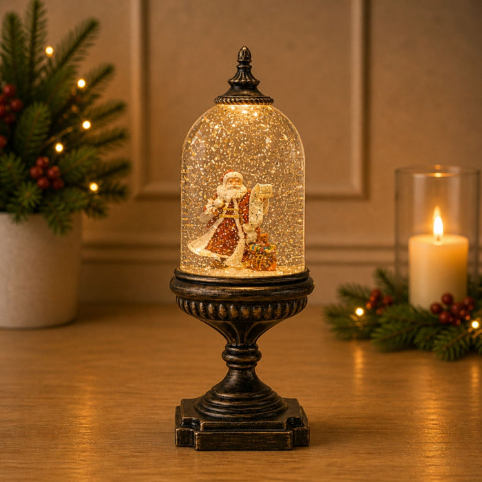 LED Snow Globe with Santa and Toy Bag 12.5"H