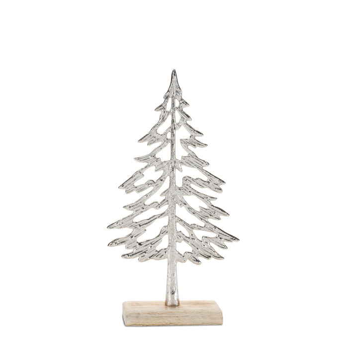 Metal Tree with Wood Base (Set of 2)