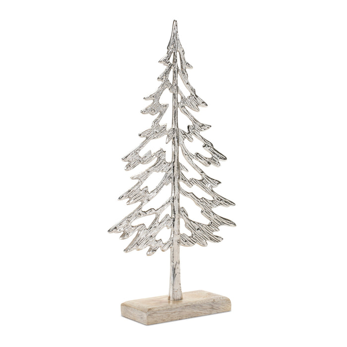 Metal Tree with Wood Base (Set of 2)