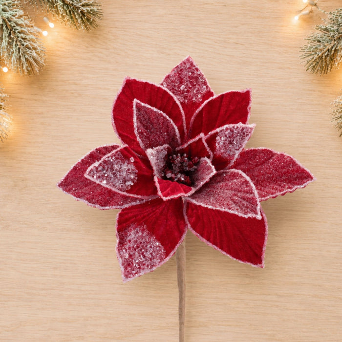 Poinsettia Stem (Set of 2) 23.5”H Polyester