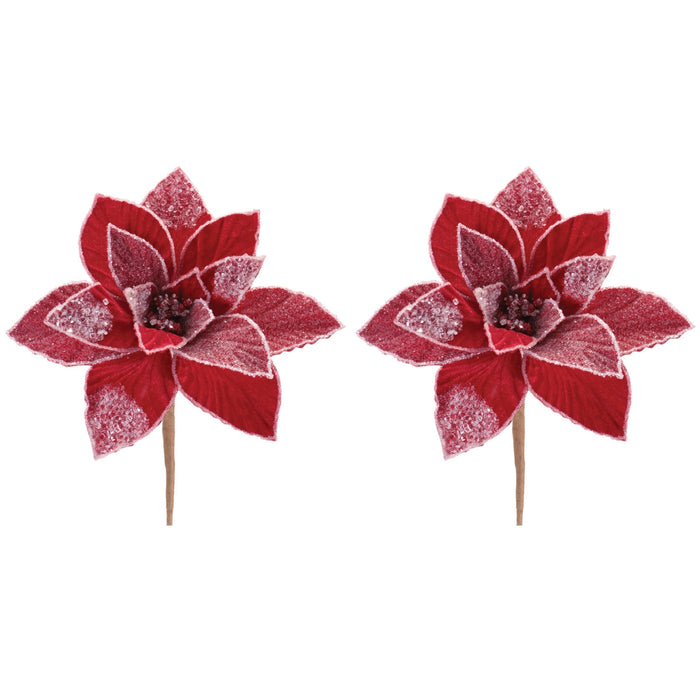 Poinsettia Stem (Set of 2) 23.5”H Polyester