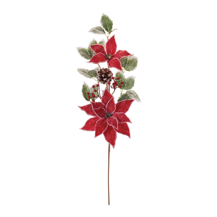 Poinsettia and Holly Spray (Set of 2) 27”H Polyester