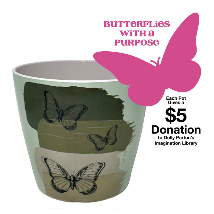 7" Butterfly Round Self-Watering Bamboo Pot