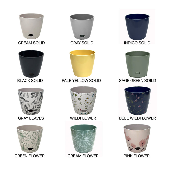 5" Cream Round Self-Watering Bamboo Pot