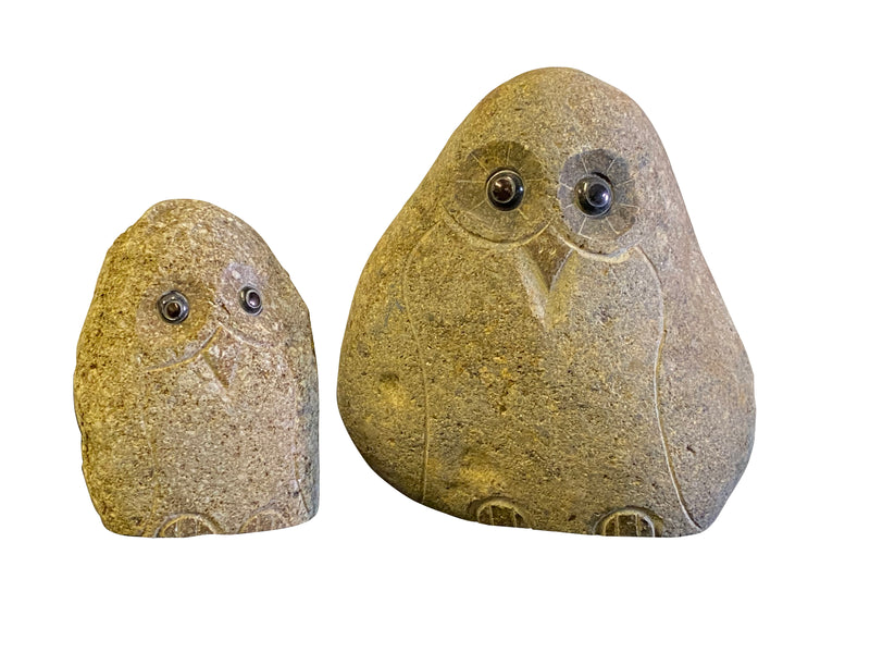 Family of Boulder Owls 2 Pcs 8"12"