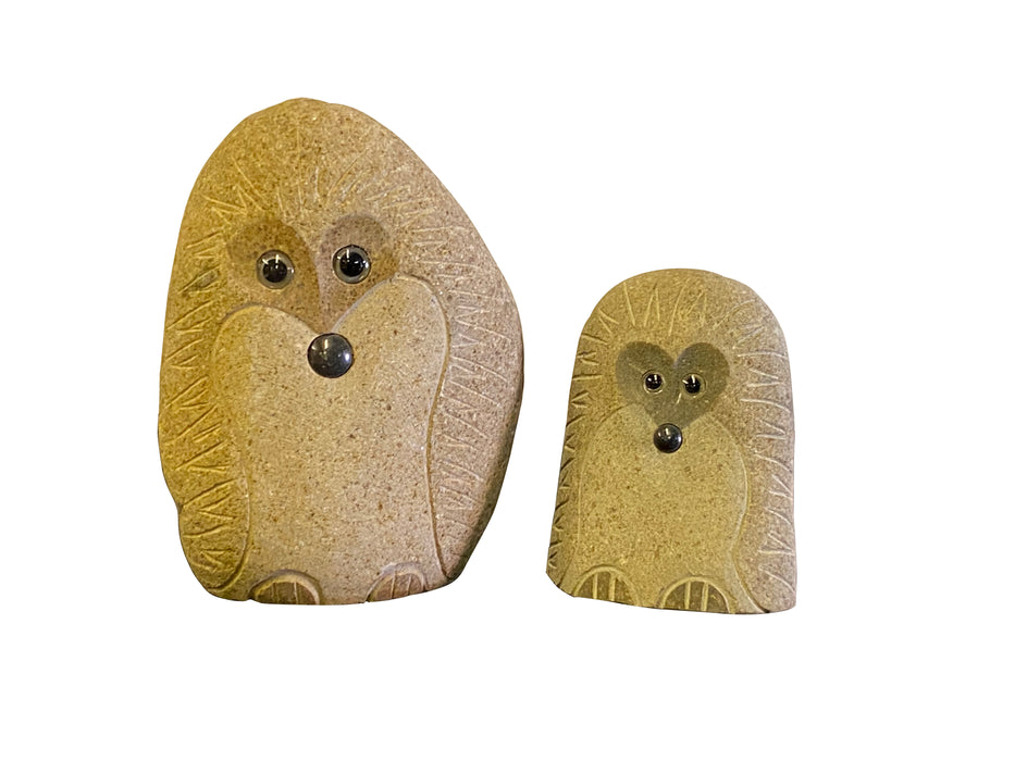 Family of Boulder Standing Hedgehogs 2 Pcs 8"12"