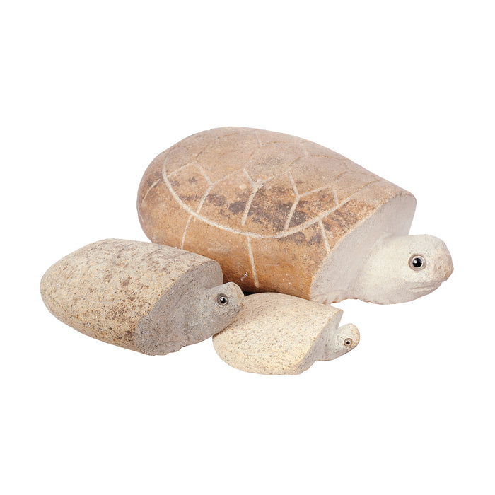 Family of Boulder Turtles 3 Pcs 4"6"10"