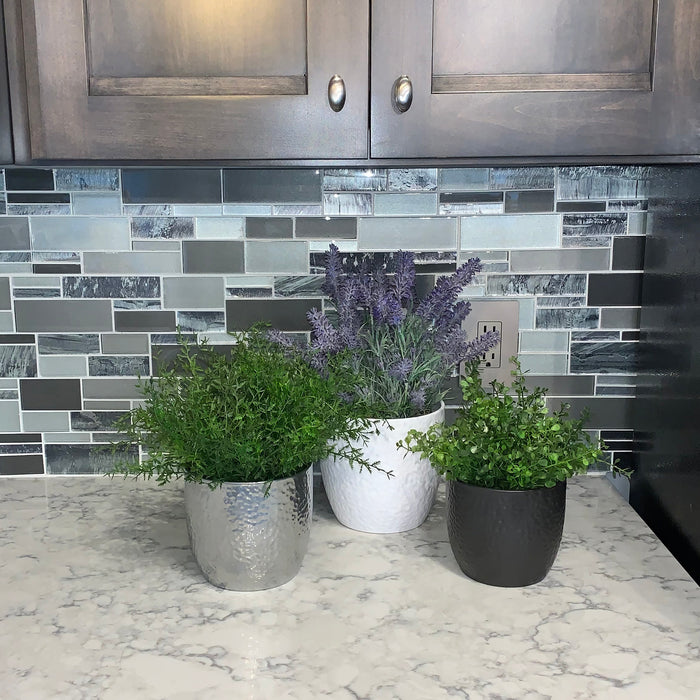 6.3" White 5.5" Silver 5.1" Anthracite 3 Piece Set of Ceramic Boston Pots