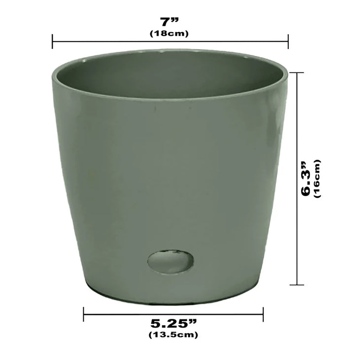 7" Sage Green Round Self-Watering Bamboo Pot