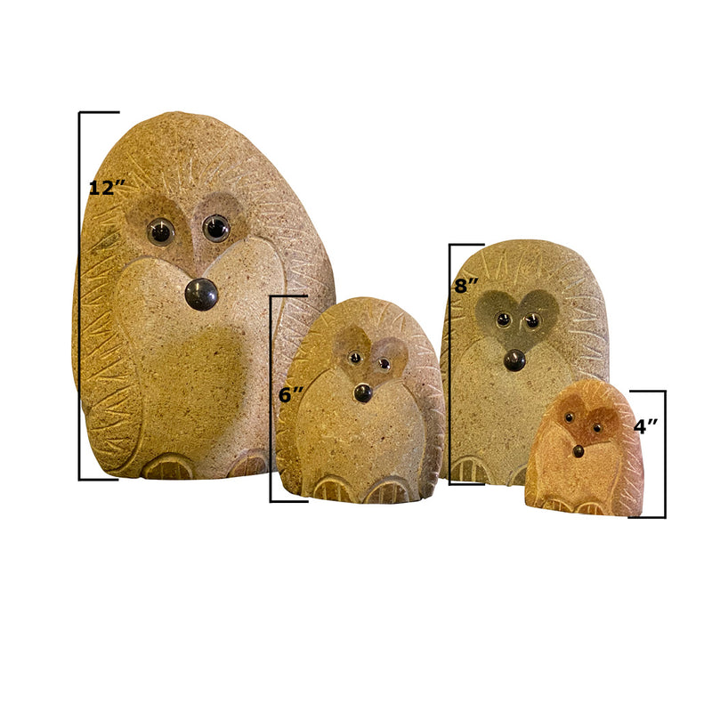 Family of Boulder Standing Hedgehogs 4 Pcs 4"6"8"12"