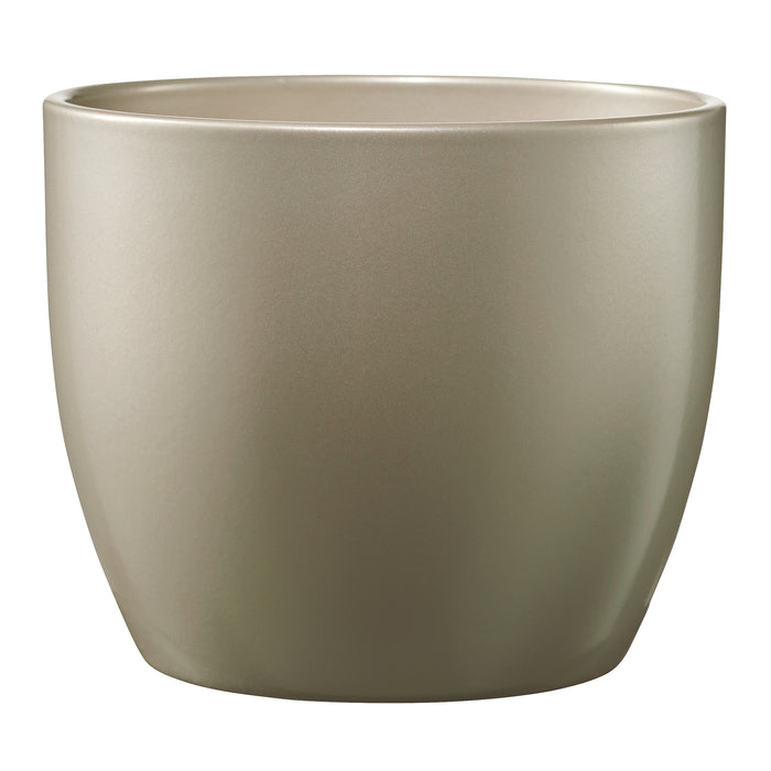 5.1" Gray Beige Metallic Ceramic Basel Elegance Pot
