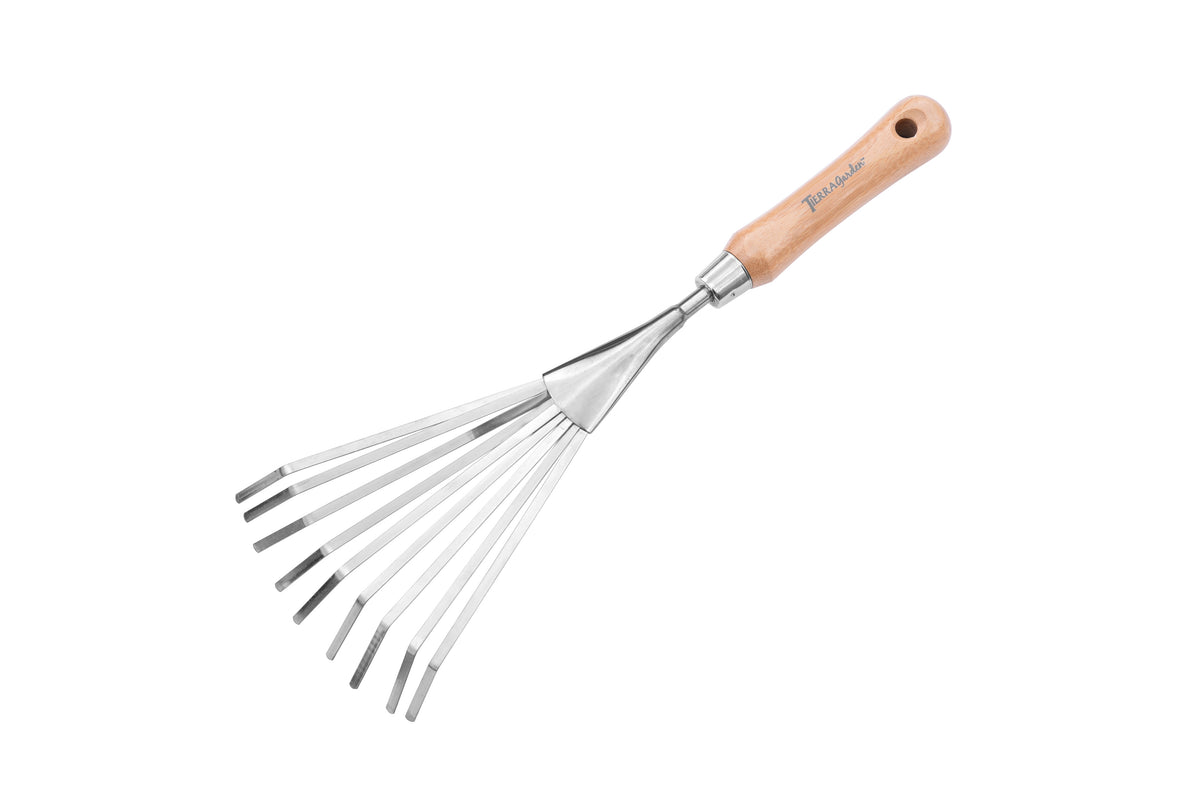 Stainless Steel Hand Rake with Bamboo Handle — The Gardeners' Choice
