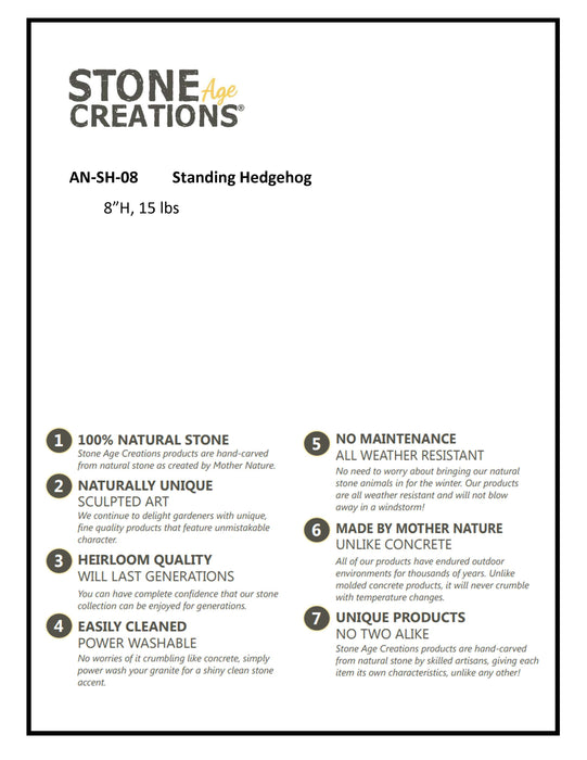 8" Boulder Standing Hedgehog