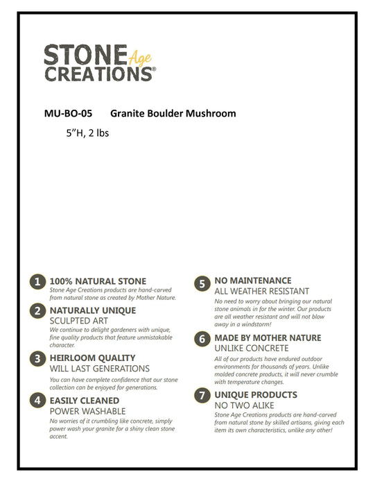 5"H Granite Boulder Mushroom